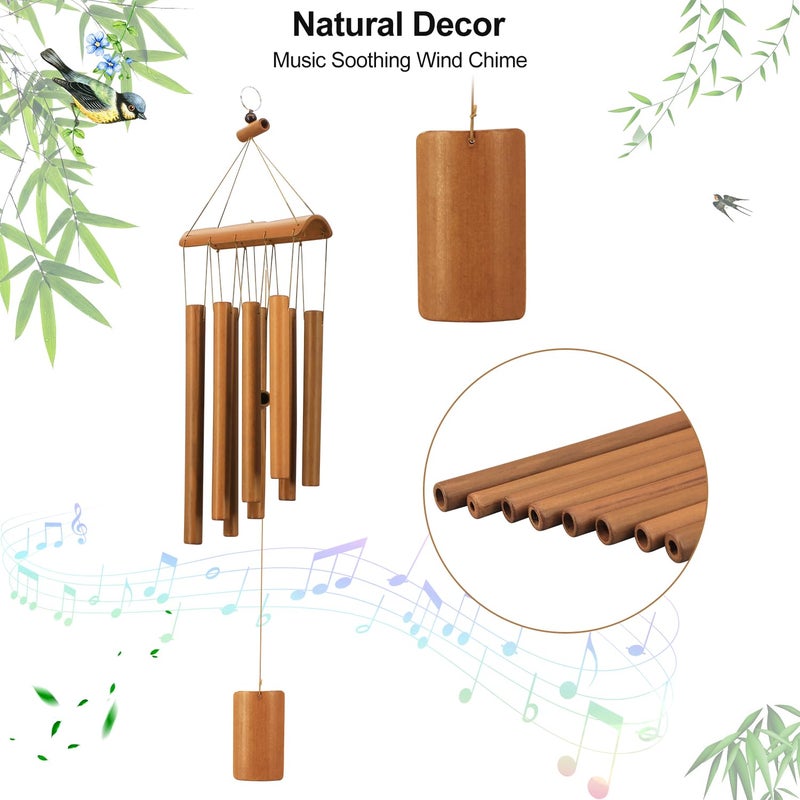 VIREKM Wind Chimes for Outside  Sympathy Wind Chimes Bamboo Windchimes Outdoors with Natural Sounds  Gifts for Mom  Indoor Outdoor Decorations for Patio Porch Garden and Backyard - Image 4